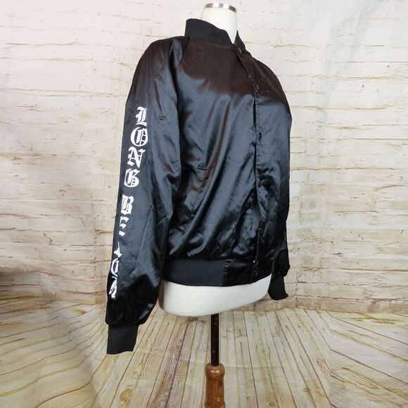 Justin Bieber Purpose World Tour Bomber Jacket Adult M Black Satin Long Beach - Picture 5 of 12